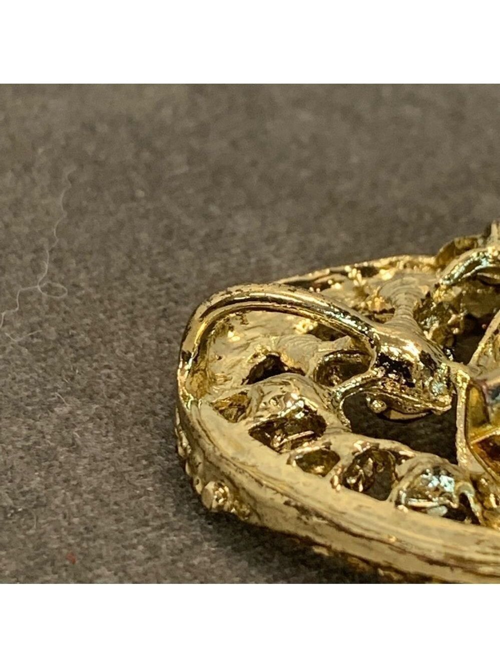 Bronze gold crystal rhinestone brooch pin - Picture 4 of 7